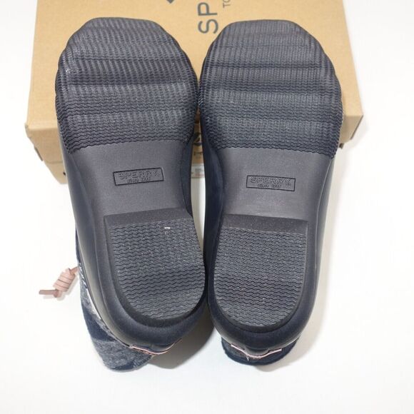 NEW Sperry Saltwater Cozy Wool Navy Blue Plaid Duck Winter Boots Women's 6 - Picture 8 of 9
